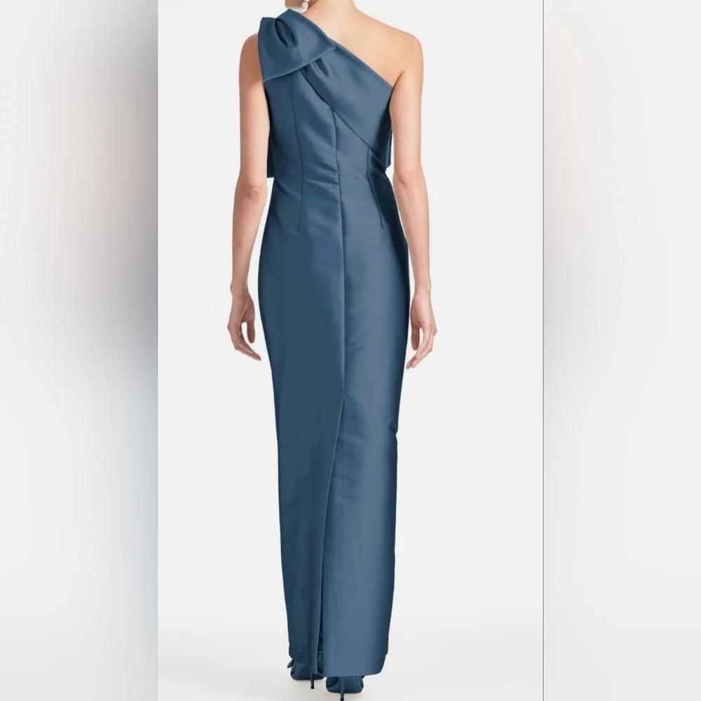 Sachin & Babi Bonnie Bonnie Bow Shoulder Gown in Steel Blue - Picture 2 of 4
